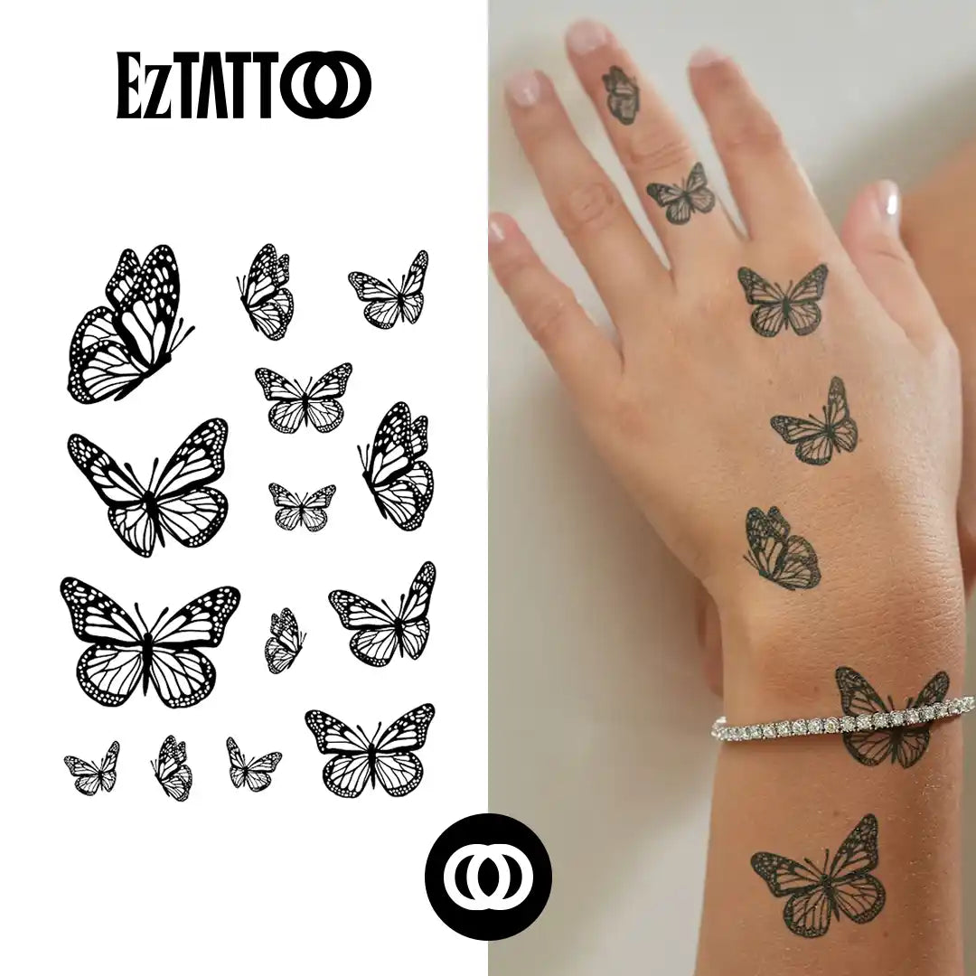 Borboletas Elegantes Tatuagem Temporária