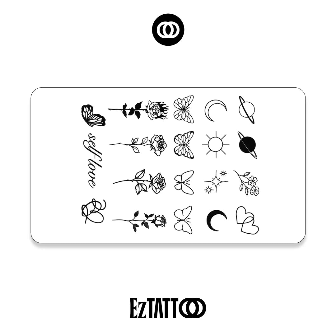 tatuagem-temporaria-rosa-e-elementos-celestiais