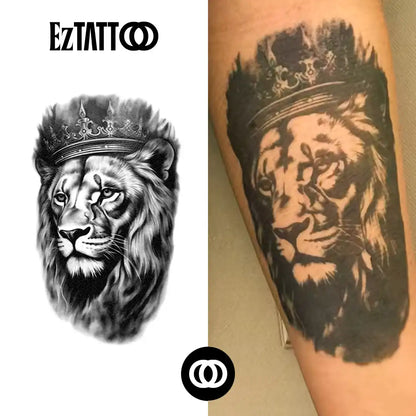 Leão Rei Silencioso Tatuagem Temporária
