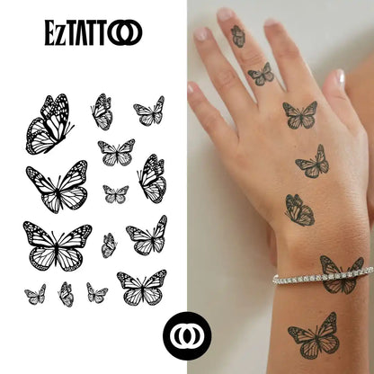 Borboletas Elegantes Tatuagem Temporária