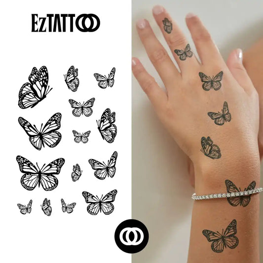 Borboletas Elegantes Tatuagem Temporária